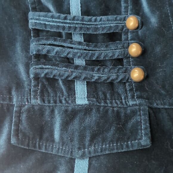 Together Cotton Velvet Military Blazer With Teal Trimming Size Golden Buttons - Picture 8 of 16